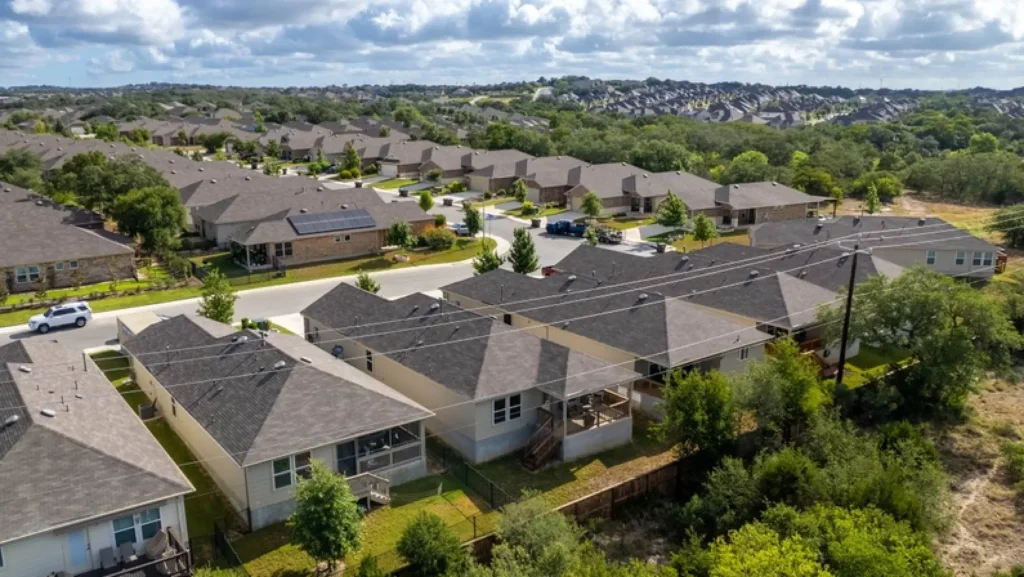 The aerial view of the neighborhood